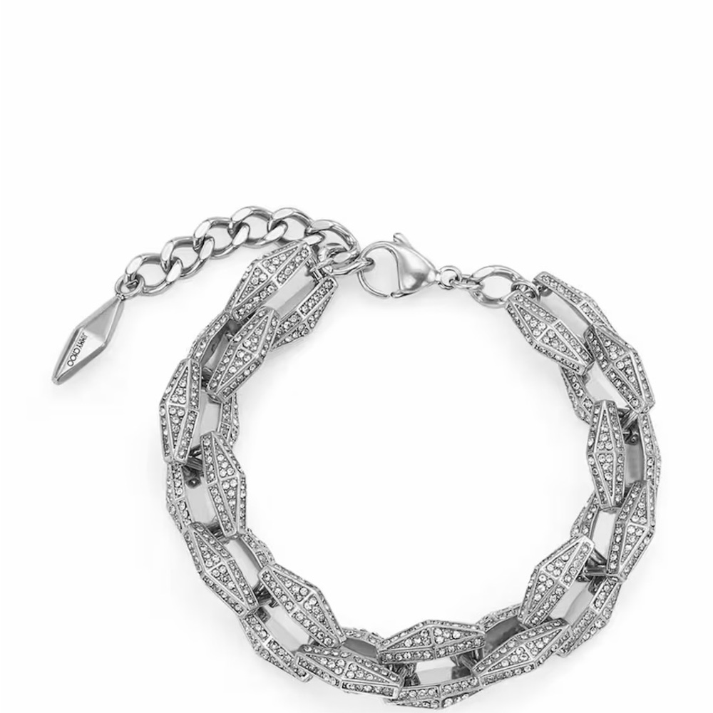 Jimmy Choo Embellished Diamond Silver Chain Bracelet